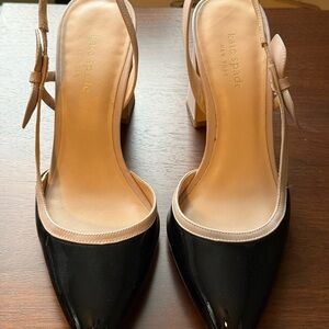 kate spade Two-Tone Patent Slingback Pumps in Black and Nude